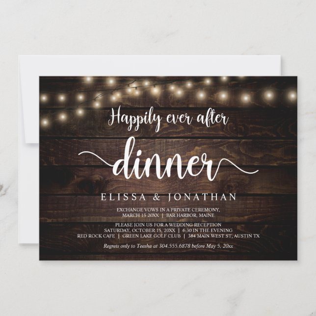 Invitación Cena Felices Para Siempre, Luces de Cadena, Fuga (Anverso)