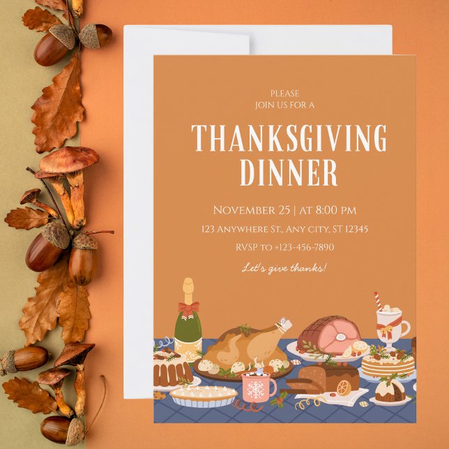 Invitación Cena festiva Naranja de Acción de Gracias (Subido por el creador)