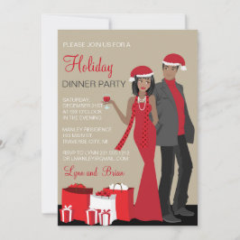 Invitación Cena Fiesta de Navidades de parejas afroamericanas