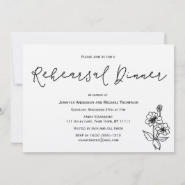 Invitación Cena floral botánica rústica simple del ensayo