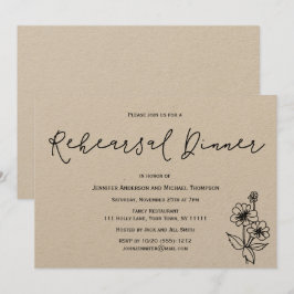 Invitación Cena floral botánica rústica simple del ensayo