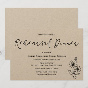 Invitación Cena floral botánica rústica simple del ensayo
