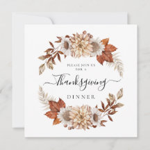Cena Floral de Acción de Gracias Otoño Rustica Tau