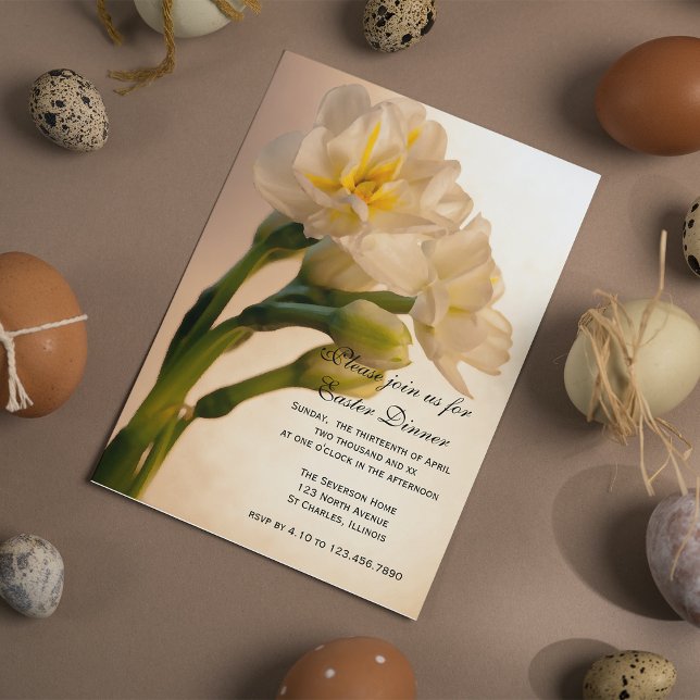 Invitación Cena Floral de Pascua Doble Blanco (Subido por el creador)