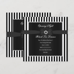 Invitación Cena Formal de Corbata Negra de Raya Negra y Blanc
