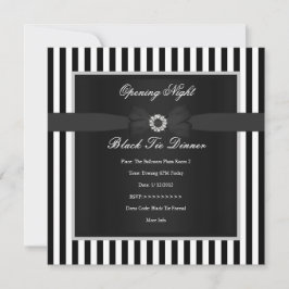Invitación Cena Formal de Corbata Negra Rayas Blancas y Negra