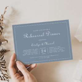 Invitación Cena formal de ensayo azul turbio y mínimo