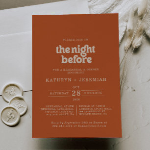 Invitación Cena Formal de Terracota la Noche Antes de la Repe