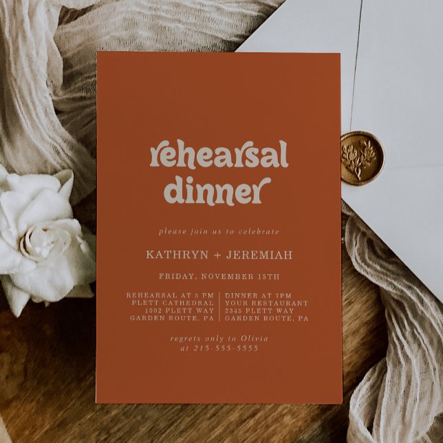 Invitación Cena Formal Simple de Terracota para Ensayo de Bod (Subido por el creador)