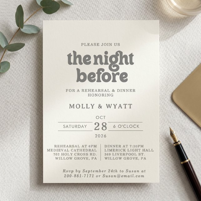 Invitación Cena Formal Simple la Noche Antes de la Repetición (Subido por el creador)