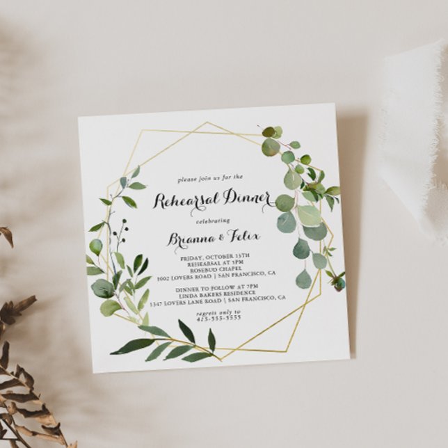 Invitación Cena geométrica de oro tropical de ensayo (Subido por el creador)