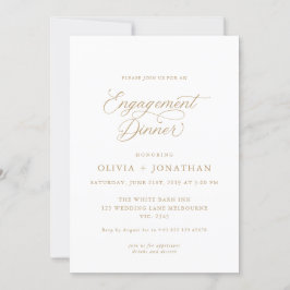 Invitación Cena Gold Elegant Modern Caligraphy Engagement