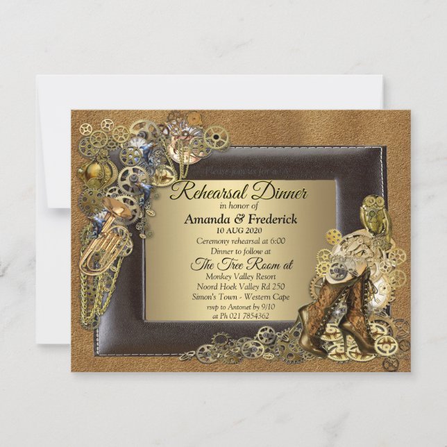 Invitación Cena gótica - Boda Steampunk (Anverso)