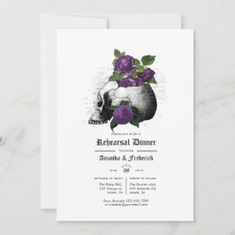 Invitación Cena gótica floral morada y negra