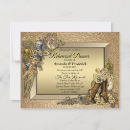 Invitación Cena gótica - Steampunk Gold Leather