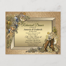 Invitación Cena gótica - Steampunk Gold Leather