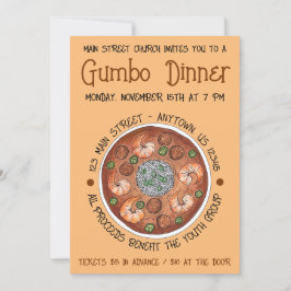 Invitación Cena Gumbo Louisiana LA New Orleans NOLA Food