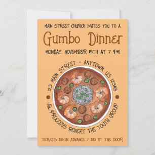 Invitación Cena Gumbo Louisiana LA New Orleans NOLA Food