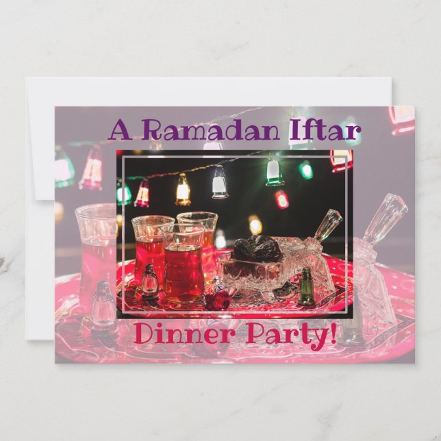 Invitación Cena Iftar en Ramadán Fiesta musulmana islámica (Anverso)