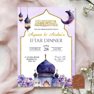 Invitación Cena Iftar Floral Púrpura Islam