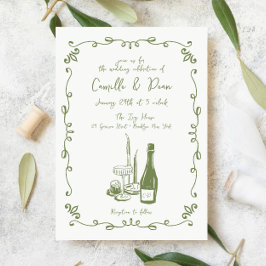 Invitación Cena Ilustrada Con Mano Brillante