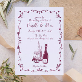 Invitación Cena Ilustrada Con Mano Brillante