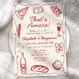 Invitación Cena italiana con retro rojo de vino dibujado a ma