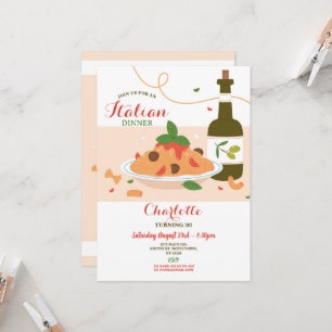 Invitación Cena italiana Fiesta de cumpleaños Pizza Lunch