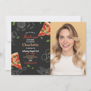Invitación Cena italiana Fiesta de cumpleaños Pizza Lunch