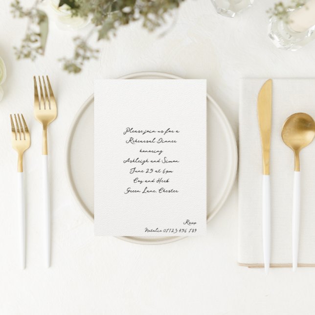 Invitación Cena manuscrita simple de Boda de guiones (Subido por el creador)