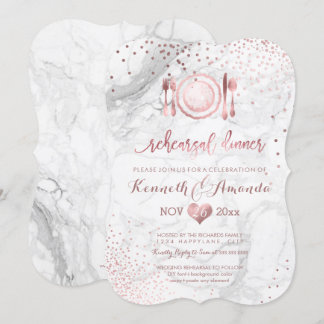 Invitación Cena/Mármol/Oro Rosa Faux