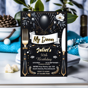 Invitación Cena masculina para adultos elegante 50 años