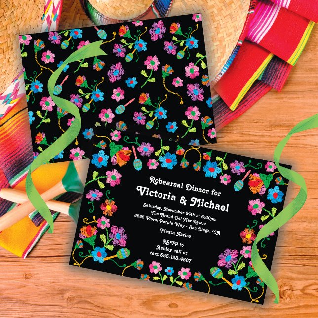 Invitación Cena mexicana de Fiesta con bordado (Subido por el creador)