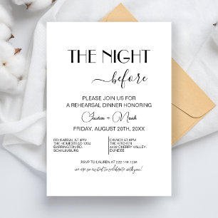 Invitación Cena Mínima De Bodas La Noche Anterior