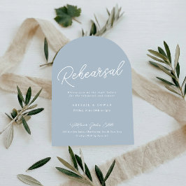 Invitación Cena Mínima de Ensayo Arqueada Azul Polvoriento