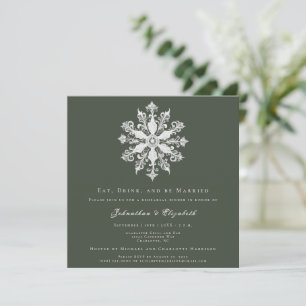 Invitación Cena minimalista con copo de nieve Green