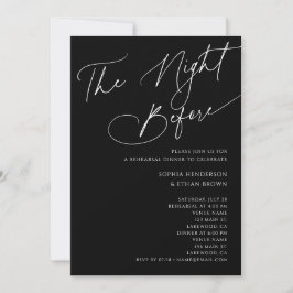 Invitación Cena minimalista de ensayo de caligrafía negro