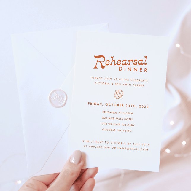 Invitación Cena Minimalista de ensayo moderna de Terracotta (Subido por el creador)