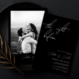 Invitación Cena minimalista de fotografías negras