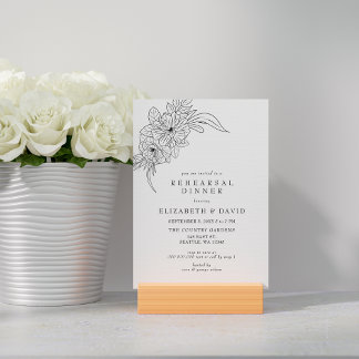 Invitación Cena minimalista elegante con dibujos florales