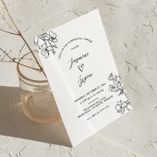 Invitación Cena minimalista Floral Cute Corazón Ensayo