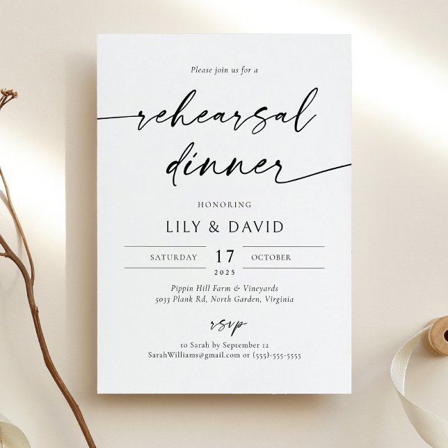 Invitación Cena minimalista moderna de ensayo (Subido por el creador)