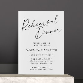 Invitación Cena minimalista moderna de escritura blanca