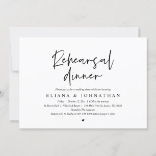 Invitación Cena Minimalista moderna, ensayo Boda