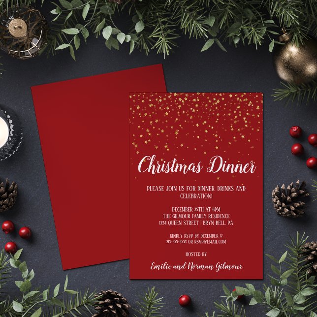 Invitación Cena minimalista moderna|Navidad rojo (Subido por el creador)