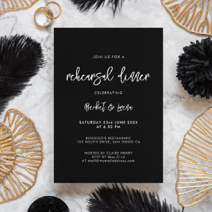 Invitación Cena moderna contemporánea de boda negro