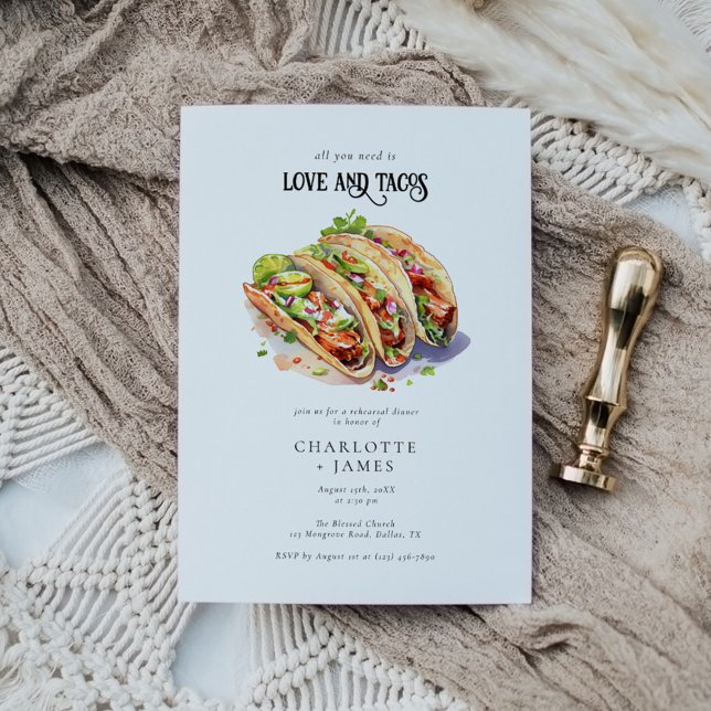 Invitación Cena moderna de amor y tacos (Subido por el creador)