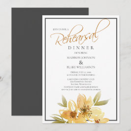 Invitación Cena moderna de Boda amarillo y gris