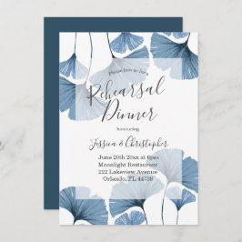 Invitación Cena moderna de ensayo botánico azul y blanco