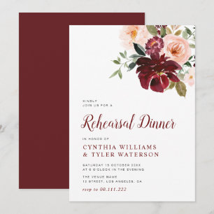 Invitación Cena moderna de ensayo de arbustos y flores de col